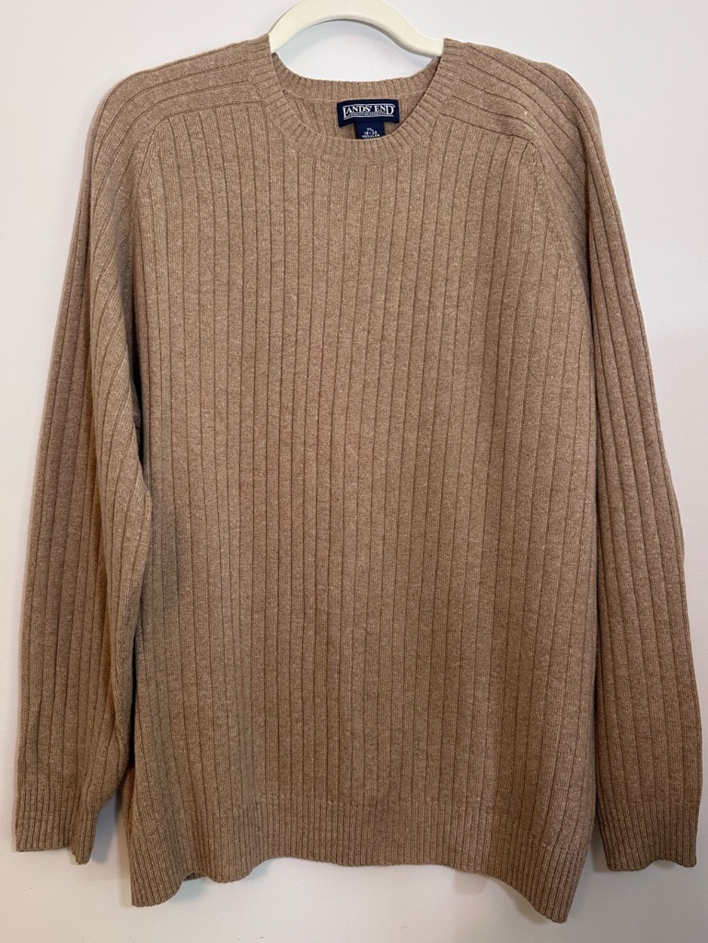 Lands End Mens Came Ribbed Crewneck Sweater Size XL Cottagecore Fall Classic